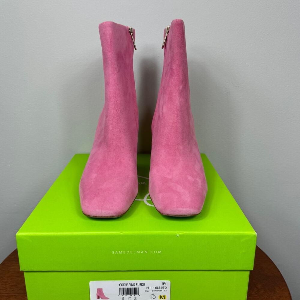 New Sam Edelman Codie Ankle Bootie in Pink Suede Women's Size 10 - Picture 3 of 9